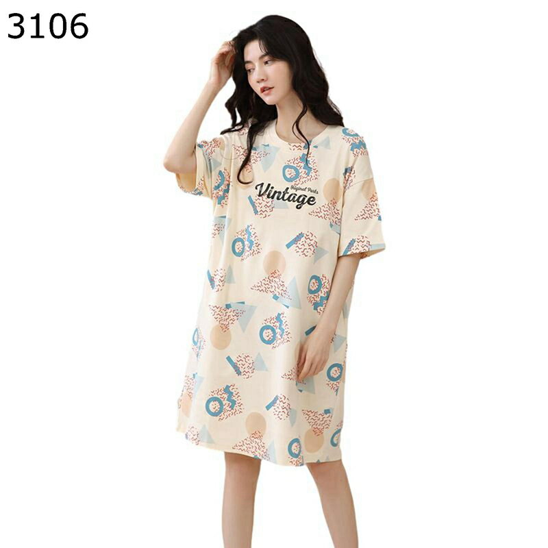 楽天アベブッパンネグリジェ パジャマ レディース 綿100％ 夏用 春服 プルオーバー かわいい ルームワンピース ルームウェア 韓国風 ロング丈 おしゃれ 通気 吸湿速乾 優しい肌触り カジュアル お泊まり服 家着 お出かけ