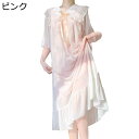 パジャマ ワンピース 4XL ルームウェア 半袖 春秋夏着 蝶結び レディース 大きいサイズ vネック ネグリジェ 可愛い 宮廷風 フランス風 シースルー 昼寝...