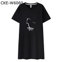 ワンピース パジャマ カップ付き 猫柄 半袖 夏 レディース 部屋着 寝巻き お風呂上り Tシャツ ネグリジェ かわいい カートゥン ゆったり 体型カバー ミドル丈 シンプル 通気性 耐久性 快適 昼寝着 デイリー