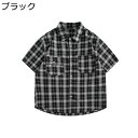 半袖シャツ チェック柄 綿100% メンズ 夏服 ユニセックス ボタンダウン 前開き 形態安定 防皺 ワイドサイズ ビーチ風 アロハ 熱帯風 浜辺 夏祭り 通気...