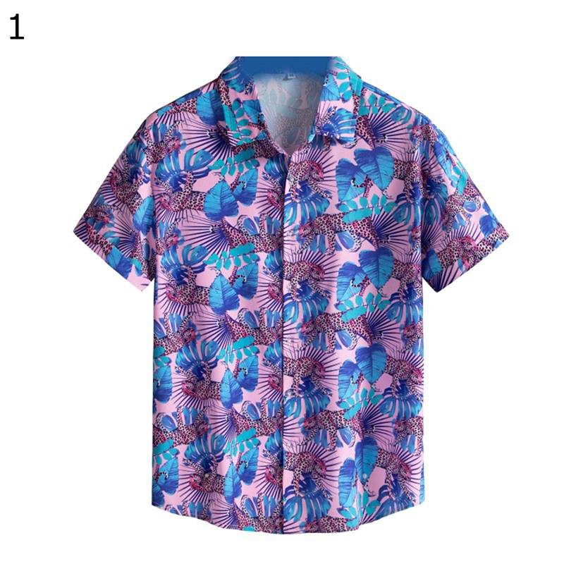メンズ アロハシャツ 豹柄 tシャツ プリント 半袖 開襟 総柄プリント 春夏 秋 ボタンアップ ゆったり 薄手 爽やか レトロ アロハ風 アメリカン ハワイ風 トップス 旅行 通学 通勤 バカンス
