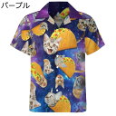メンズ レディース ハワイシャツ 猫柄 アロハシャツ 食べ物 総柄 かわいい 半袖 春夏 秋 ボタンダウン 面白い ユニーク リゾート ファッション 軽量 薄い手 吸汗通気 涼しい 日焼け止めウェア 海水浴
