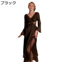 ナイトウェア セクシー 長袖 婦人パジャマ レース カップ付き サテン レーヨン シースルー 透け感 ルームウェア ネグリジェ 光沢有り 華やか 部屋着 薄手 ...