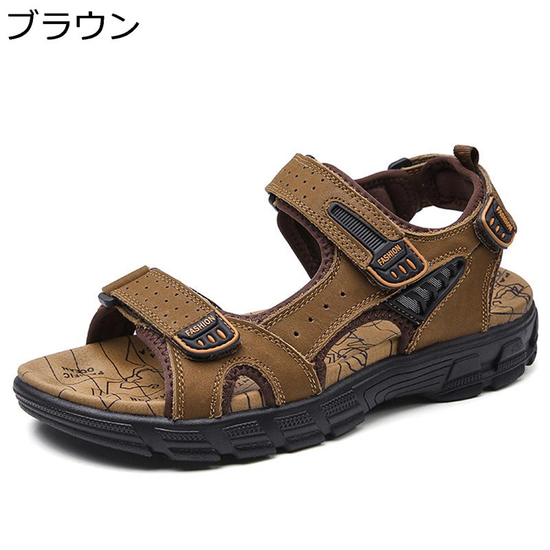 メンズ サンダル ビーチ アウトドアサンダル 軽量 クッション 滑り止め ドライビング 通気性 耐磨耗 歩きやすい 快適 大きいサイズ マジックテープ カジュアル 撥水 水遊び 夏 通勤 通学
