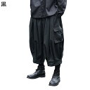 ワイドパンツ サルエルパンツ 袴パン メンズ 8分丈 ダーク系 暗黒 バルーンデザイン モノトーン ガチョウパンツ 皺 ゆったり 着心地良い 原宿 INS風 ストリート 春夏秋着 大きいサイズ