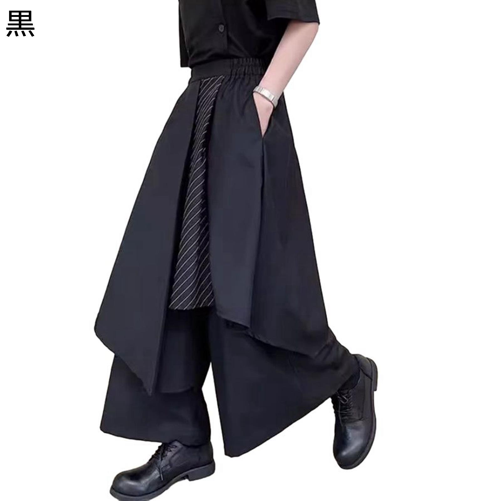 袴 メンズ サルエルパンツ ワイドパンツ パッチワーク 重ね着 窮屈感のない ガチョウパン アシンメトリ..
