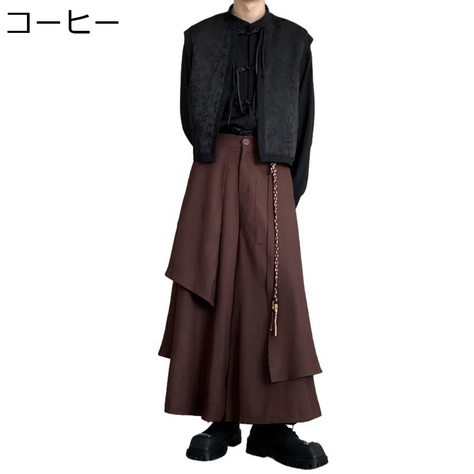 メンズ 袴 サルエルパンツ ワイドパンツ 窮屈感のない ガチョウパン アシンメトリー デザイン性 重