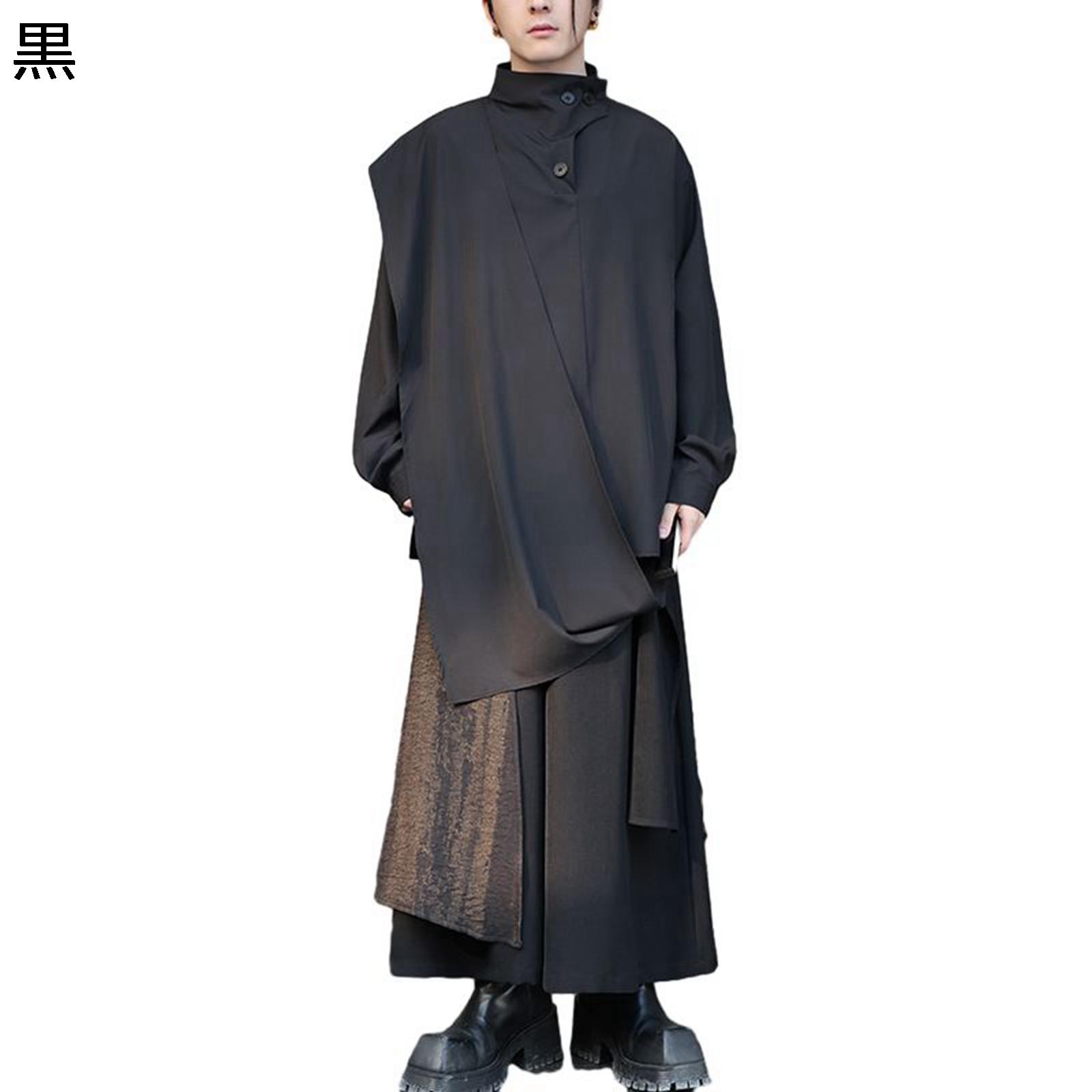 上下セット サルエルパンツ 個性的 シャツ 袴 メンズ ワイドパンツ 窮屈感のない ガチョウパン ア