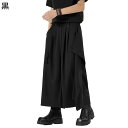 メンズ 変形パンツ サルエルパンツ ワイドボトムズ レイヤード 原宿 ビッグシルエット ロング丈 オールシーズン ダーク系 病み系 ガチョウぱんつ コーデやすい シンプル スカートパン 街着 ヒップホップ