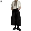 メンズ 袴パンツ サルエルパンツ クール系 ビッグシルエット ガチョウパン 7分丈 ワイドボトムズ 長ズボン 原宿系 ダーク 春夏秋着 裾広がり モノトーン お出かけ ヨガウェア ゆるゆる 形態安定
