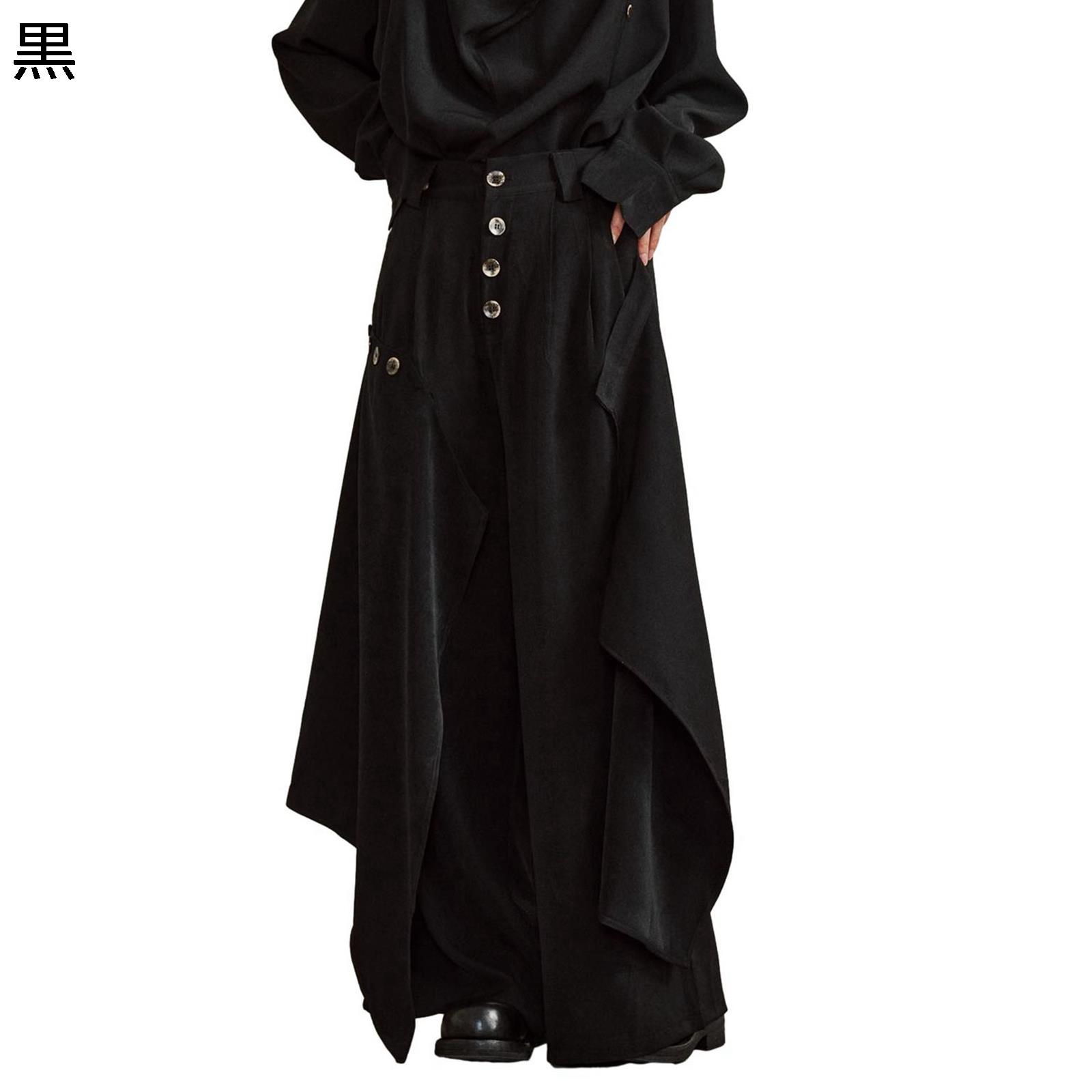 ワイドパンツ 袴パン サルエルパンツ メンズ レディース ダーク系 暗黒 純色 ガチョウパンツ ゆったり ダレパン 裾広がり 履き心地 原宿 病み系 異素材 ステージ 韓国風 春夏秋服 大きいサイズ