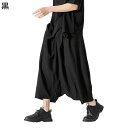 袴パンツ メンズ ワイドボトムズ 変形 ガチョウパンツ サルエルパン バルーン ダーク系 ユニセックス テーパード 四季 窮屈感のない 日系 個性的 無地 薄い ダンス服 原宿 普段着 デザイン 外出