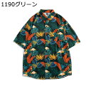 ボタニカル柄 半袖シャツ 花柄 ボタニカルプリント メンズ アロハシャツ カジュアル 総柄プリント 開襟 形態安定 防皺 ワイドサイズ ビーチ風 アロハ 熱帯風...
