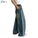 デニムパンツ メンズ ワイドパンツ ルーズシルエット カジュアルボトムズ ジーンズ Gパン オシャレ レトロ 着心地 耐摩耗性 ジーパン ロング丈 アウトドア ...