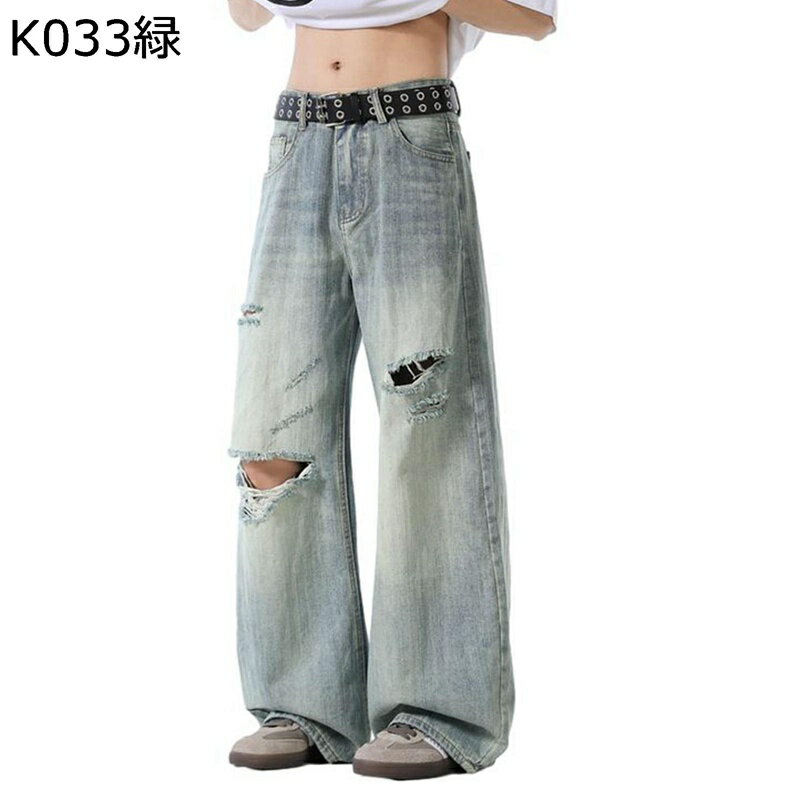 デニムパンツ メンズ ワイドパンツ ダメージデザイン カジュアルボトムズ ジーンズ Gパン オシャレ かっこいい 長持ち ジーパン ロング丈 街着 外出 デイリー 純色 春夏秋服 肌触りいい