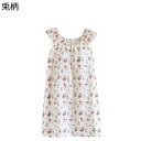 パジャマ ワンピース ウサギ柄 兎柄 ルームウェア パッド付き ノースリーブ プリント 春服 夏 レディース 綿100 ネグリジェ 肌着パジャマ ロング 通気性 ゆったり 女性用 ナイトガウン ホームウェア 普段用