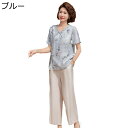 シニアファッション tシャツ 半袖 トップス 上下 セット 綿麻 中高年 レディース 夏服 イージーパンツ 薄手 ゆったり 冷感 肌に優しい カジュアル リラックス 敬老の日 老人服 お婆ちゃん