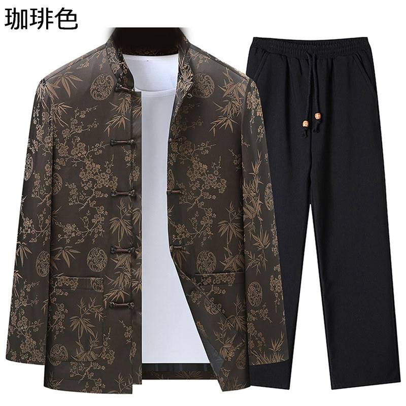 唐装 チャイナ服 メンズ ジャケット 長袖 漢服 伝統服 チャイナボタン 上下セット カンフーシャツ 中華風 カジュアル ファッション 大きいサイズ カップル ...