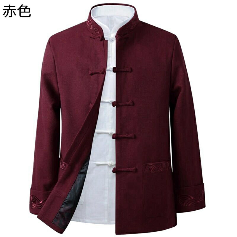 メンズ 唐装 チャイナシャツ 長袖 漢服 伝統服 チャイナボタン 上着 アウター ファッション ポケット付き チャイナ風 大きいサイズ カジュアル ゆったり おしゃれ 春秋 デイリー トラベル
