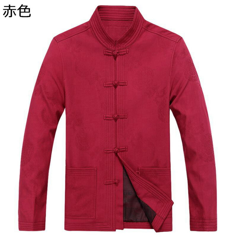 唐装 メンズ チャイナ服 秋冬 長袖 無地 チャイナボタン スタンドカラー 伝統服 チャイナ風 ジャケット 通気性 吸湿速乾 トップス アウター シンプル オフィス お出掛け トラベル