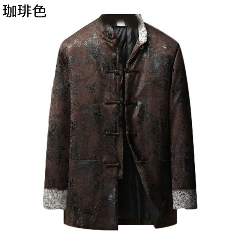 ジャケット メンズ 唐装 長袖 龍柄 プリント ファッション カジュアル チャイナボタン 伝統服 コート トップス アウター 唐衣 チャイナ風 耐久性 秋冬 お出掛け 普段着 寿披露宴
