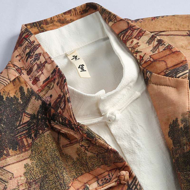 唐装 メンズ 長袖 チャイナ服 ジャケット プリント 大きいサイズ カジュアル チャイナボタン ファッション 中華風 ヴィンテージ トップス アウター 結婚式 お出掛け お祝い プレゼント