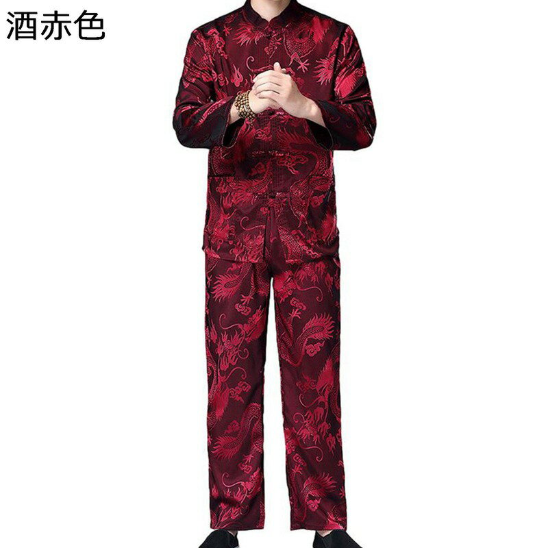 唐装 チャイナ服 メンズ 漢服 伝統服 チャイナボタン 武術シャツ 薄い 軽い 通気性 吸湿速乾 中華風 上下セット カジュアル 民族衣装 茶師服 春秋 散歩 スポーツ トラベル 普段着