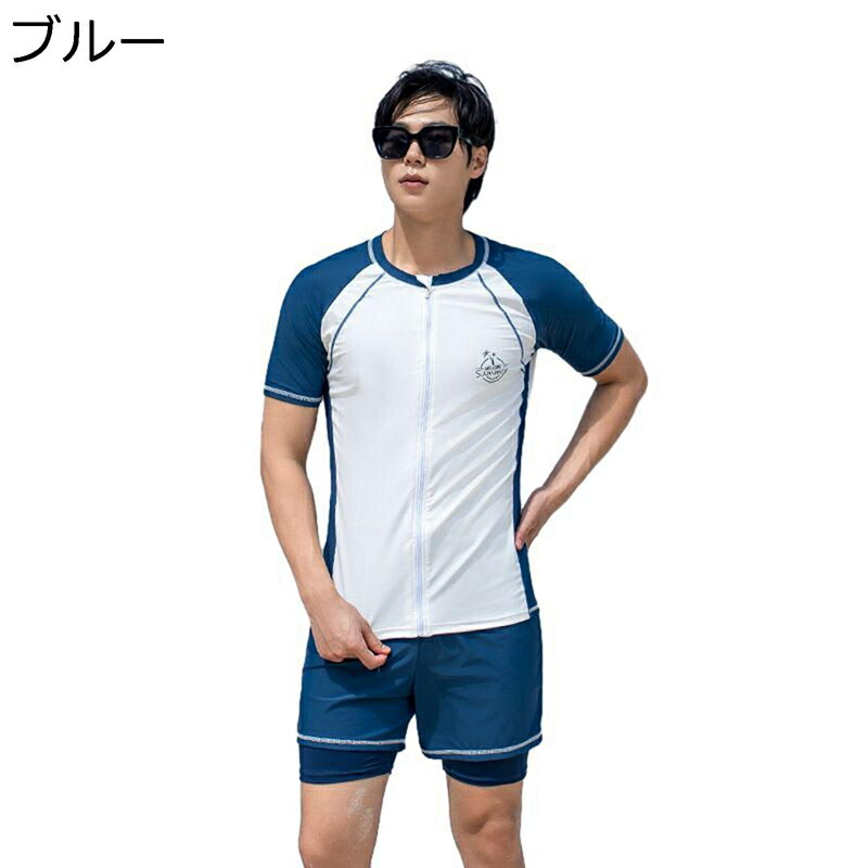 水着 メンズ スイムウェア セットアップ 運動 スポーティー水着 接触冷感 大サイズ 日焼け予防 夏用 スイミング プール プレゼント 競泳用 ランニング サウ...