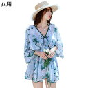 ペアルック お揃い 男女セット 水着 タンキニ レディース 通気 吸汗 速乾 体型カバー 短パン ショーツ 長袖 スポーツ 海外旅行 ハネムーン 夏旅行 夏 おしゃれ エレガント セクシー