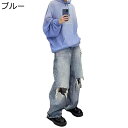 デニムパンツ メンズ ダメージデザイン ルーズ ワイドパンツ リラックス カジュアルボトムズ ジーンズ Gパン トレンド かっこいい 丈夫で長持ち ジーパン ロ...