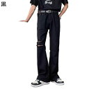 デニムパンツ ワイドパンツ メンズ ダメージ ビッグシルエット スリム 着痩せ ロング丈ボトムズ ジーンズ Gパン ジーパン カジュアル 着回し力 純色 おしゃれ アウトドア 普段 通勤通学