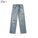 メンズ デニムパンツ リラックス カジュアル ヴィンテージ ダメージ ワイドパンツ ボトムズ 春夏秋 オシャレ ストレート ゆったり 耐摩耗 ストリート 外出 ダンス 着回し力 ファッション