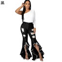 デニムパンツ レディース フィッシュテールデザイン 個性的 優雅 ビッグシルエット ジーンズ デニム 美脚効果 個性的 ストリート 欧米風 モード系 ジーパン ...