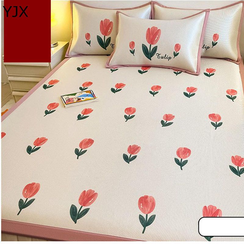 ベッドパッド 花柄 敷きパッド 涼感 可愛い 通気性 ベッドマット 寝汗吸収 ズレ防止 夏 猛暑対策 居? ..