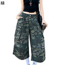 ワイドパンツ 7分丈 レディース 迷彩柄 デニムパンツ ワイド カジュアル ヴィンテージ ボトムズ 春 夏 秋 おしゃれ 韓国風 形態安定 お出掛け アウトドア...