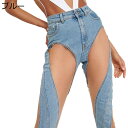 セクシー デニムパンツ 透かし彫り レディース パッチワーク シースルー ロングパンツ 個性的 欧米風 窮屈感のない ファッション 快適 甘めのコーデ 春夏秋服 カジュアル お出掛け アウトドア 街着
