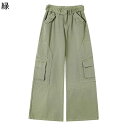 レディース カーゴパンツ ワイドパンツ ビッグシルエット ベルト飾り ロングボトムズ ストリート ヒップホップ ジーンズ 韓国風 四季 おしゃれ 形態安定 通学 普段着 アウトドア 甘めのコーデ