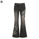 デニムパンツ 原宿系 レディース 花柄刺繍 フレアパンツ カジュアル シンプル ロングボトムズ 春 夏 秋 ファッション 美脚効果 トレンド 軽い 耐摩耗性 ス...