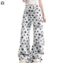 星柄 ワイドパンツ カーゴパンツ レディース ジーパン ヒップホップ ストリート系 アメカジ ルーズシルエット ジーンズ 春秋用 Gパン コーディネート オシャレ 街着 普段 通勤通学