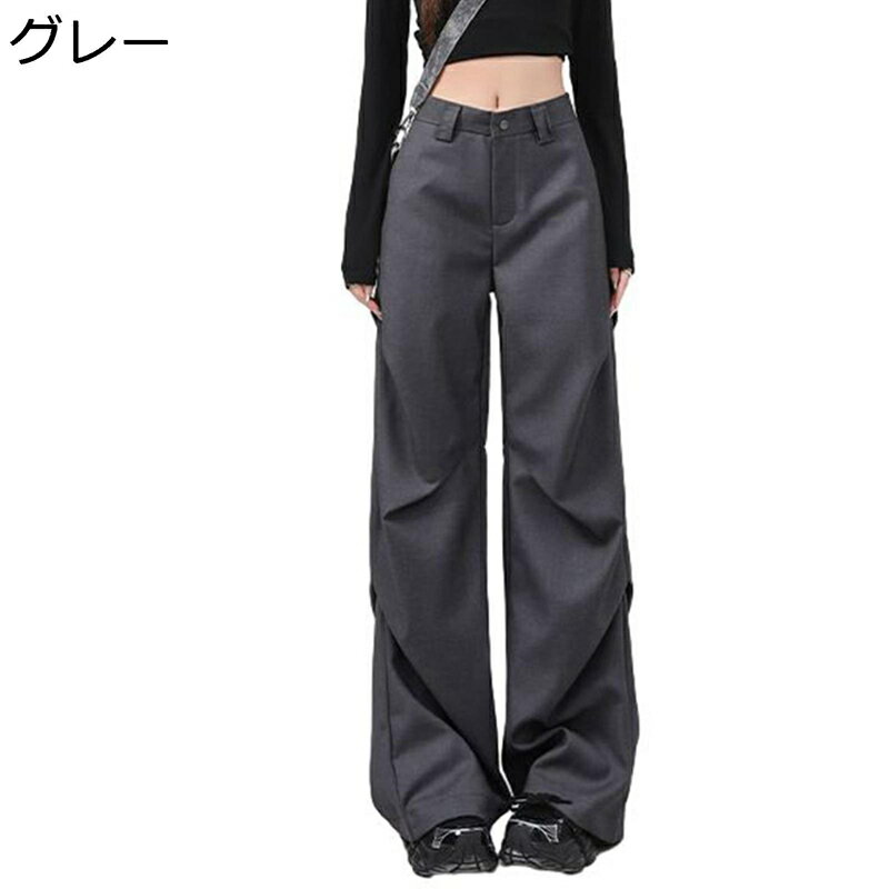 ワイドパンツ レディースボトムズ ロングパンツ タック 個性的 韓国風 カジュアル ルーズシルエット シンプル 無地 春夏秋用 着心地よい コーディネート お出かけ 通学 通勤 オフィス 着回し力