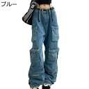 カーゴパンツ レディース 作業 デニムパンツ ロングパンツ ウォッシュ加工 オーバーサイズ ずぼん アンクルパンツ 動きやすい 軽量 カジュアル スポーツ 旅行...