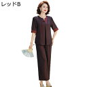 シニアファッション シフォン 半袖シャツ tシャツ ブラウス レディース 中高年用 婦人服 五分袖 セットアップ 2点セット 放熱性 汗染み防止 カジュアル エ...