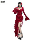 ワンピース ゴスロリ 甘ロリ 姫風 レディース ロング丈 ドレス 仮装 Aライン サブカル系 フリル 不規則 長袖 フレア 原宿系 着痩せ クリスマス ライブ パーティー イベント 演奏会 お茶会 夏春