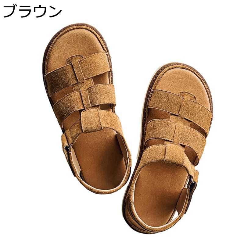 スポーツ サンダル メンズ レディース スエード グルカサンダル 厚底 レザー ベルクロ 外履き スニーカー アウトドア 登山 おしゃれ 夏用 軽量 防滑 通気 カジュアルシューズ 衝撃吸収 透かし彫り 通学通勤