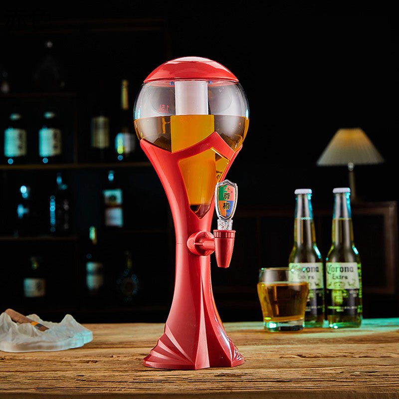 ビールサーバー ビアサーバー 酒ディスペンサー ドリンクサーバー タンク 大容量 生ビールサーバー 蓋付き LEDライト アイスチューブ付き ワインディスペンサ...