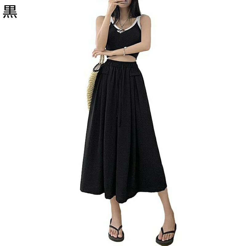 ガウチョパンツ スカートパンツ 7分丈 レディース キュロット リネン ワイドシルエット 着痩せ スカーチョ 9分丈 民族風 無地 サイドポケット 大きいサイズ ウエストゴム 薄手 お出掛け 夏用