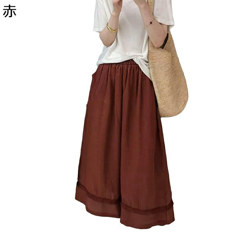 ワイドパンツ レディース カジュアルパンツ 春夏秋着 フレア ウエストゴム カジュアルボトムズ ゆったり 肌触りいい 耐摩耗性 コーディネート お出かけ 通学 通勤 お出かけ 日系 シンプル