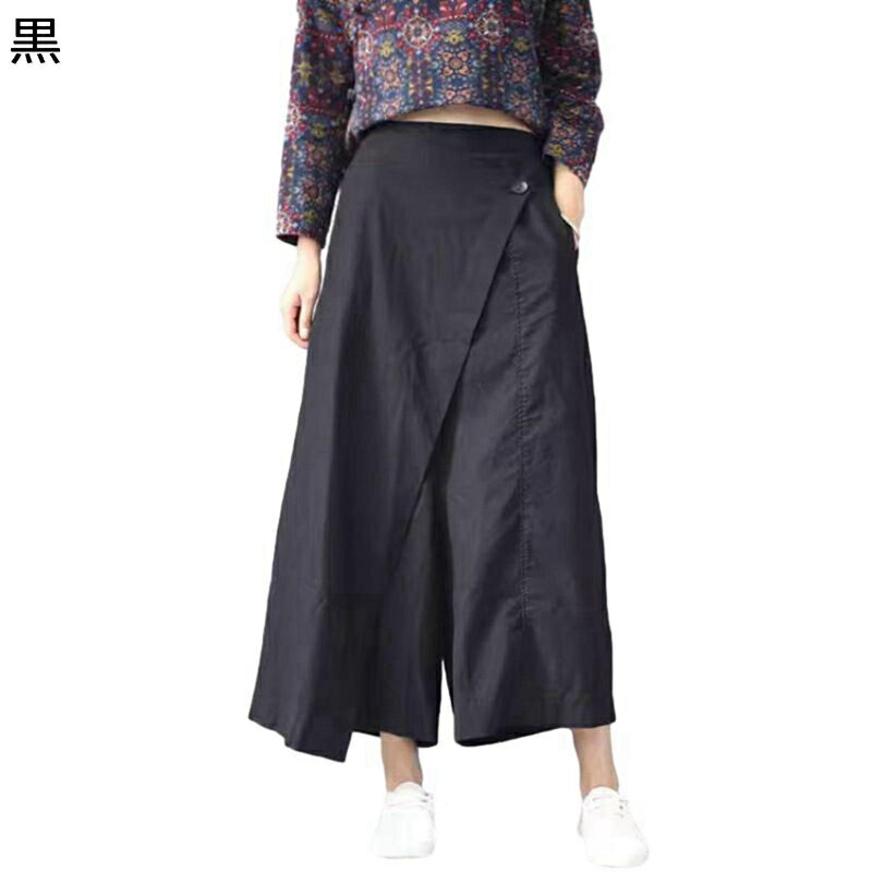 レディース ワイドパンツ ハイウエスト スカーチョ キュロットスカート スカンツ ロング丈 Aライン 春 夏 着痩せ 体型カバー ゆったり 薄手 カーゴ キレイめ ウエストゴム アウトドア 通勤