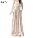レディース ワイドパンツ キュロットスカート レースアップ ハイウエスト ロング丈 スカーチョ Aライン スカート見えボトムズ ゆったり 着痩せ 薄い シンプル マキシ丈 普段着 通勤 夏の味方