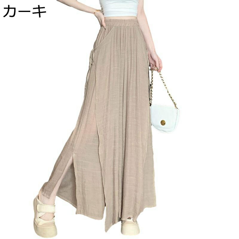 キュロットスカート ガウチョパンツ レディース スカーチョ スカート風 ふんわり レイヤード ゆったり フレアパンツ ワイド 薄手 シンプル 体型カバー 美脚 夏 日常 部屋着 外出 エレガント